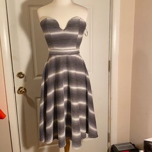 Black and white strapless dress